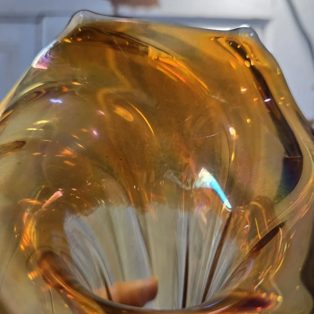 Vintage Imperial CARNIVAL GLASS Marigold JACK-IN-THE-PULPIT 8.25
